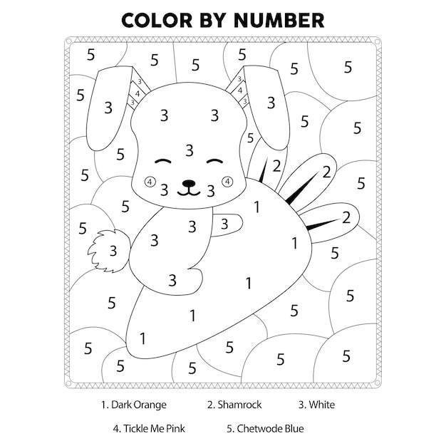 Easter Color By Number Page Worksheet 22 Kindergarten student coloring an Easter bunny number recognition worksheet for preschool practice