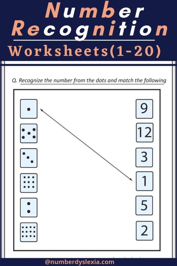 Recognizing Numbers to 20 Worksheet Page 1 Kindergarten student completing a worksheet to identify and write numbers one through twenty