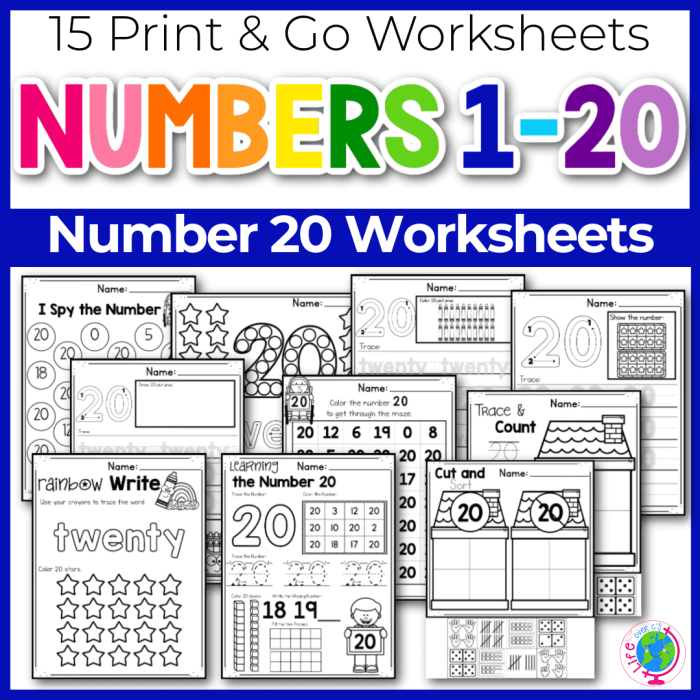 Fractions worksheet for Kindergarten Recognizing Numbers to 20 worksheet for Kindergarten