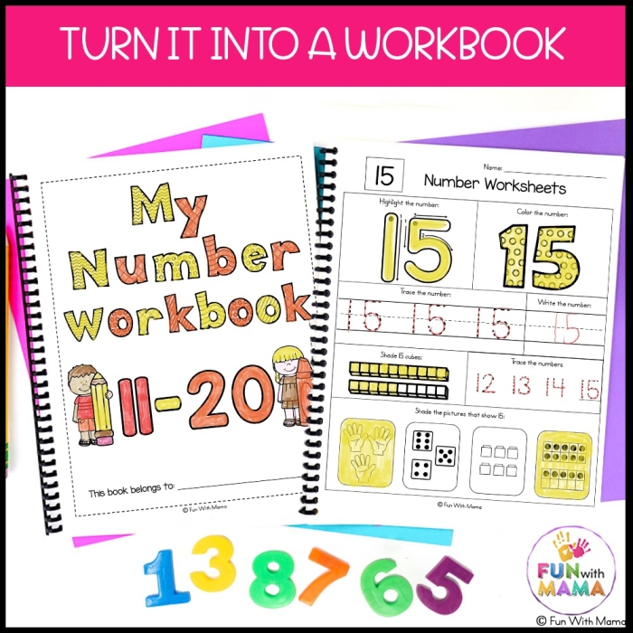 Number Practice 11-20 Activity Worksheet 20 Kindergarten worksheet for learning to write and recognize numbers 11 through 20