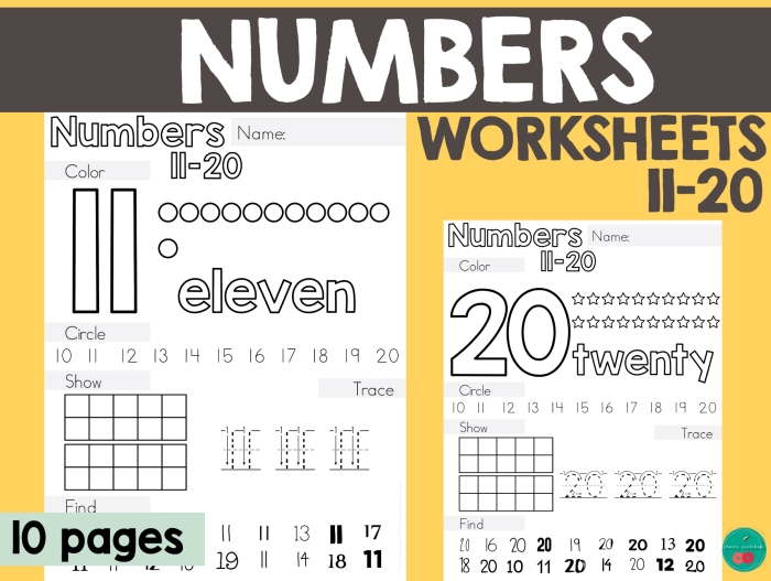 Colorful Number Practice Worksheet for Learning Numbers 11-20 Kindergarten student practicing writing and recognizing numbers 11 through 20 with colorful parade-themed activities