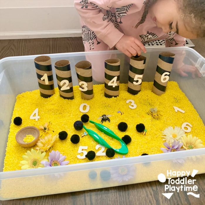 Counting Bee Missing Numbers Worksheet for Kindergarten Math Practice Kindergarten student filling in missing numbers on a bee-themed honeycomb math grid