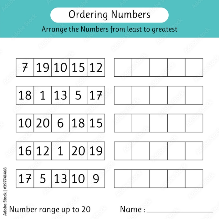 Ordering Numbers to 20 Worksheet Kindergarten Math Challenge 21 Kindergarten student completing an Ordering Numbers to 20 math worksheet