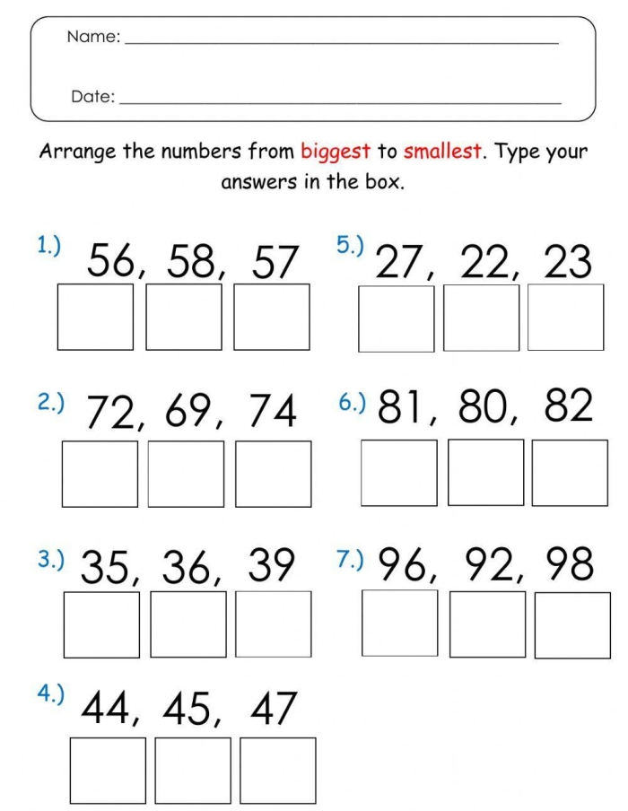 Interactive ordering numbers activity designed to help young learners arrange numerals from 1 to 20 in correct sequence Kindergarten math worksheet showing numbers one through twenty arranged in random order for students to practice sequencing