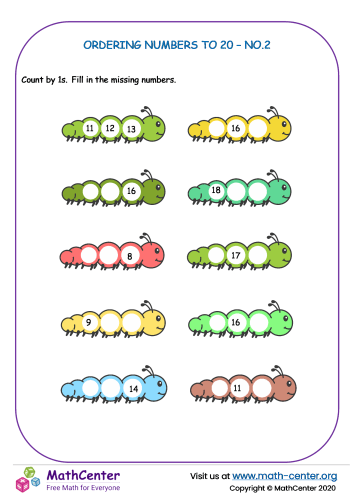 Image demonstrating the zero to 20 number ordering assessment for young learners Assessment worksheet for ordering numbers from 0 to 20 for kindergarten students