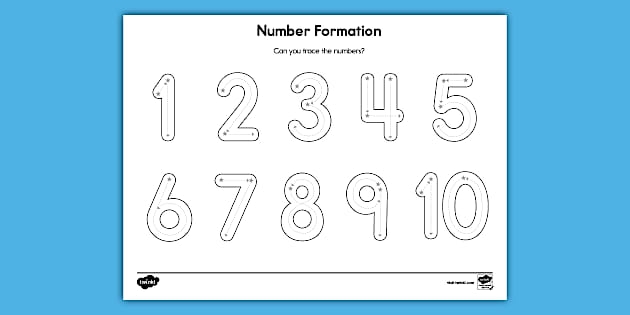 Brightly colored worksheet for kindergarteners to practice writing numbers 1 to 10