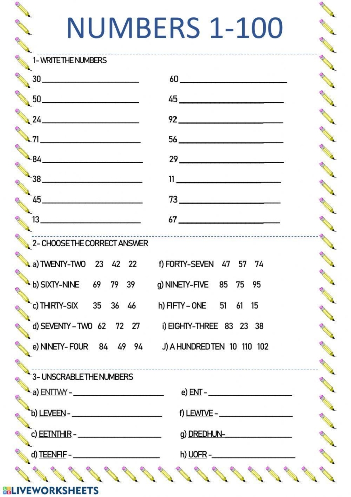 End of Year Assessment worksheet for counting and writing numbers up to 100 in Spanish for kindergarten students