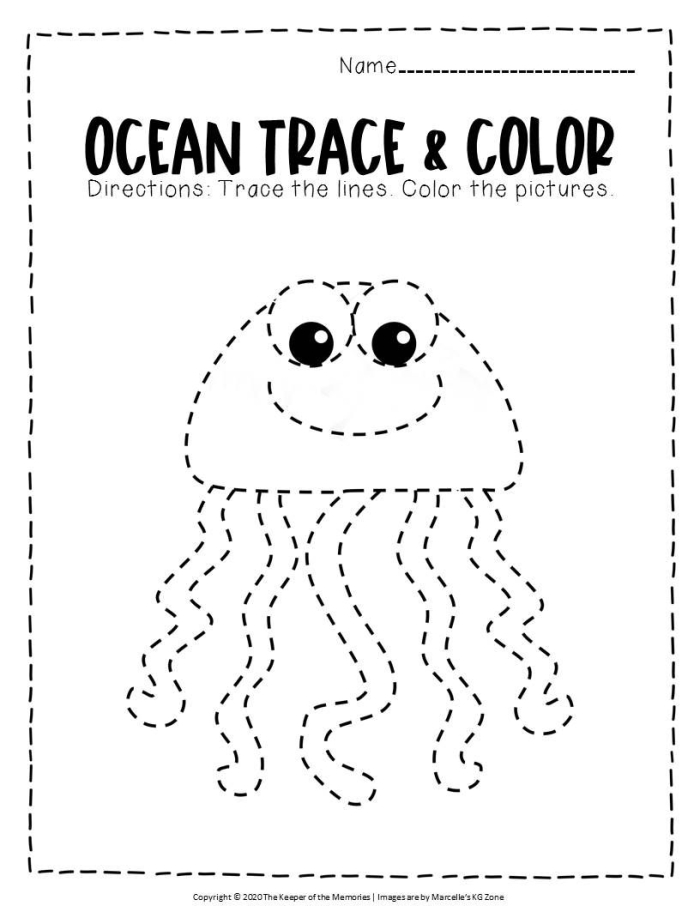Kindergarten students practice single-digit addition with this fun ocean-themed math worksheet 14