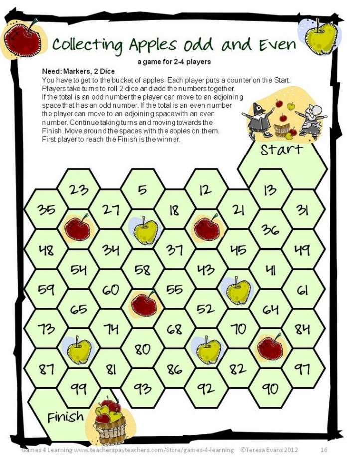 Geometry worksheet for Kindergarten Colorful Odd or Even Math Board Game worksheet for kindergarten students to learn number concepts. Engaging game board to help kids practice identifying odd and even numbers.