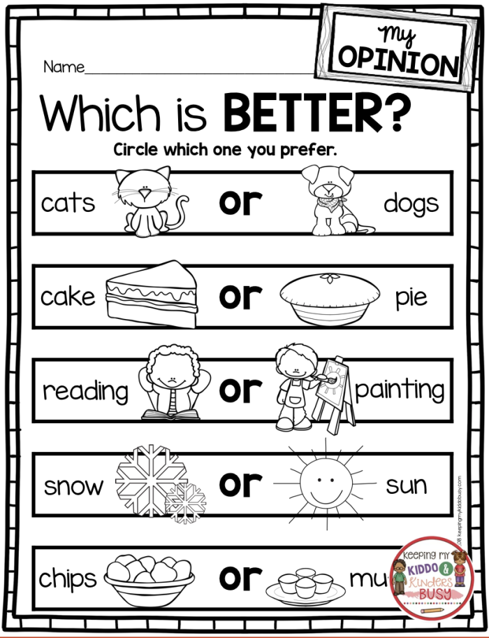 Kindergarten Spring Writing Assessment worksheet for opinion writing