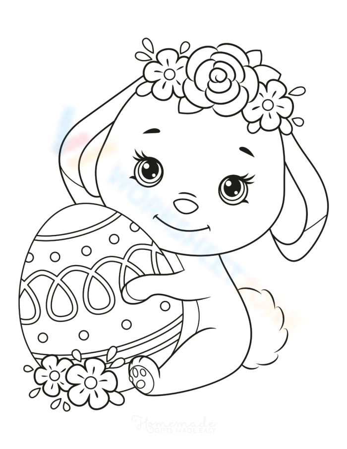 Kindergarten student working on a paper Easter Bunny writing and craft worksheet