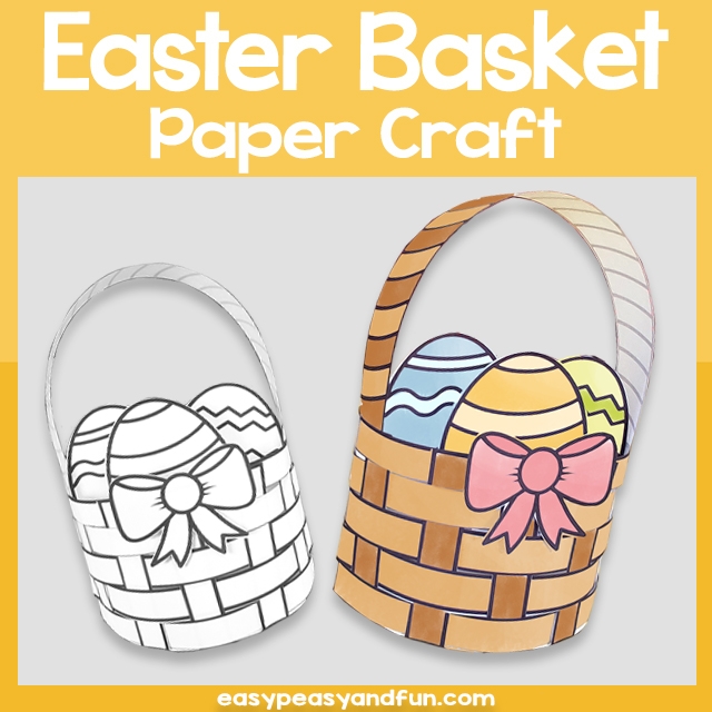 DIY Paper Easter Basket Craft Project for Young Learners A child's hands assembling a colorful paper Easter basket craft with construction paper strips and decorative elements