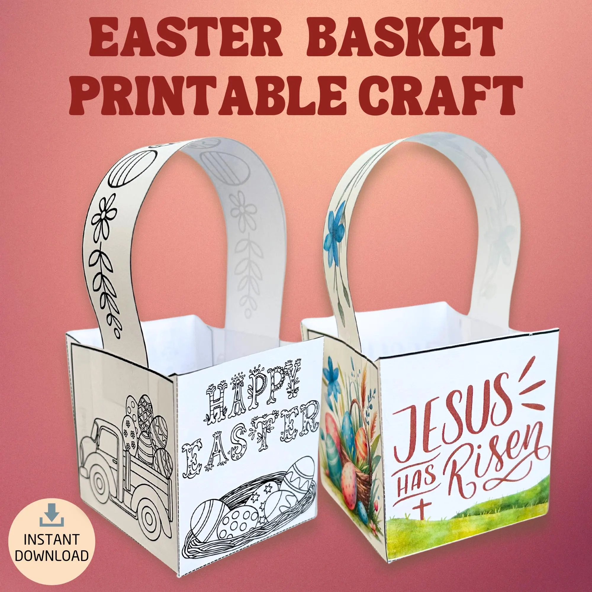 Paper Easter Basket Worksheet Activity Eight Kindergarten student following step-by-step instructions for an 8th paper Easter basket worksheet craft