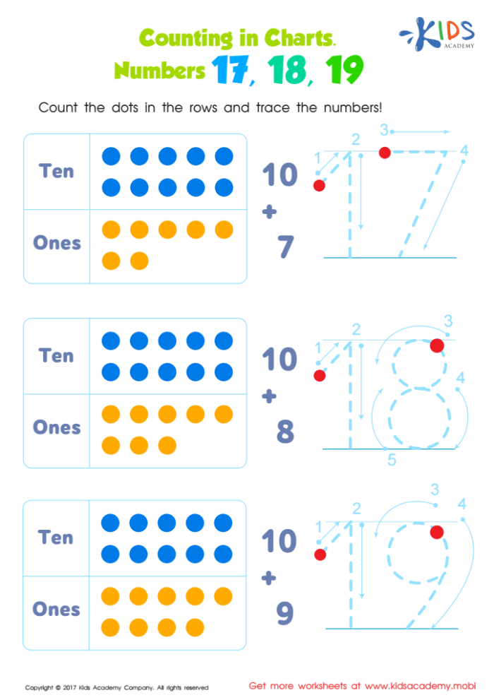 Colorful number recognition practice worksheet for young learners exploring numbers 11 through 20 Kindergarten student practicing writing and recognizing numbers 11-20 with colorful parade-themed activities on worksheet 24
