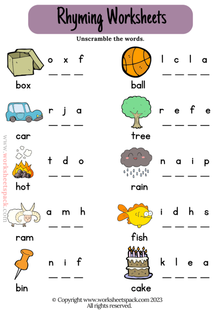 Engaging Find Rhyming Words worksheet for young learners in Time and Money category Worksheet for finding rhyming words designed for kindergarten students