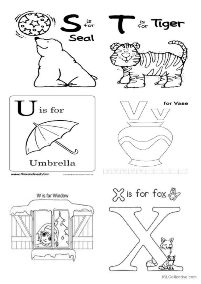 Kindergarten student creating colorful alphabet mini book with letter templates and illustrations for phonics learning