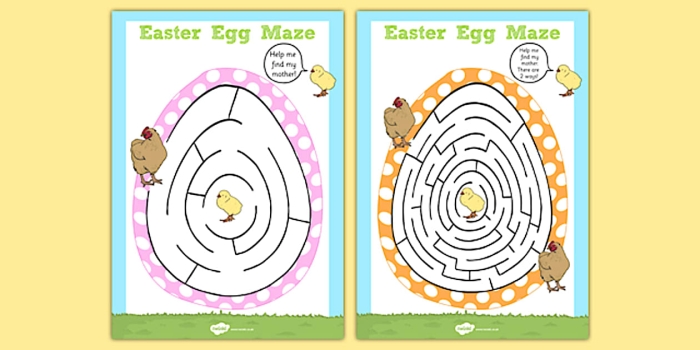 Easter Egg Maze Phonics Worksheet Number 5 Kindergarten student solving an Easter egg maze worksheet for phonics practice