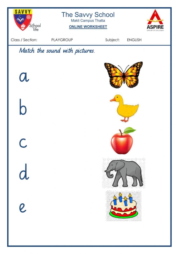 Beginning Sounds Matching worksheet for kindergarten students focusing on phonics skills