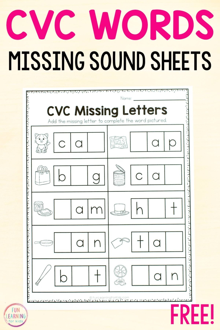 Find the Missing Letter worksheet for kindergarten students to enhance their reading skills
