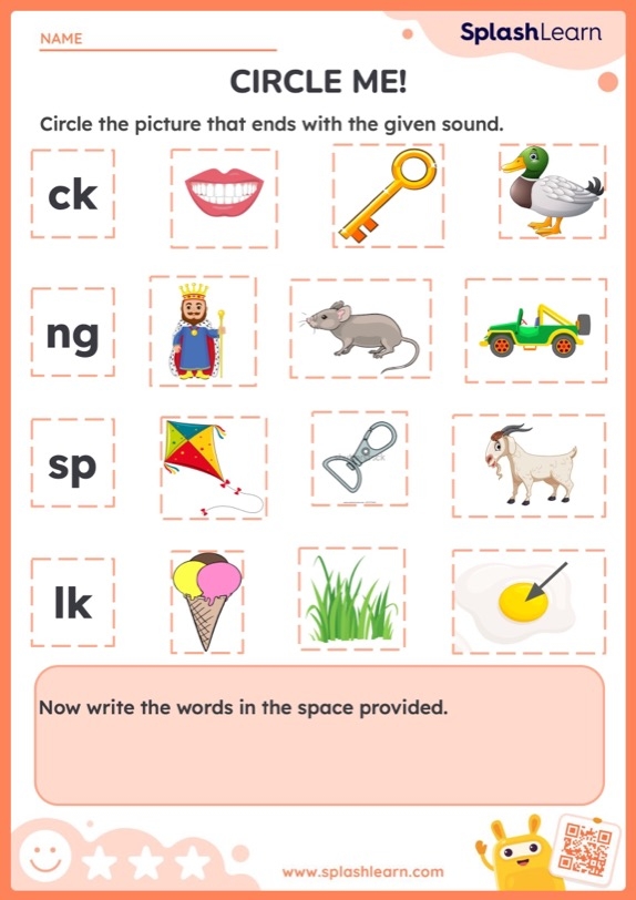 Kindergarten phonics worksheet focused on circling correct beginning letter sounds for division and reading practice
