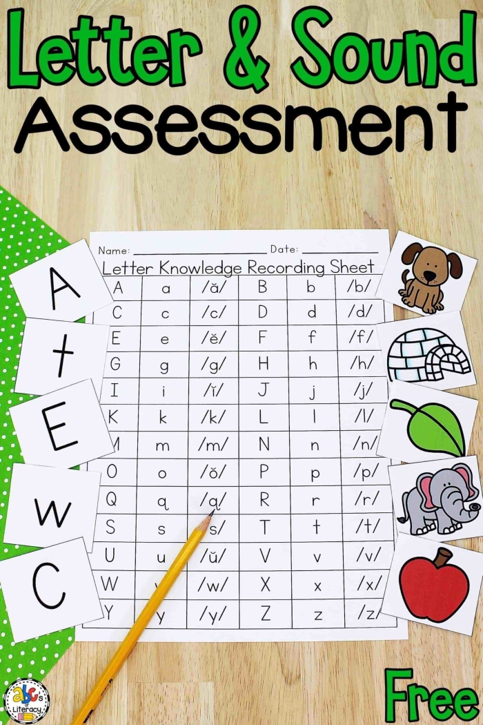 Letter Sound Assessment Worksheet 17 for Kindergarten Phonics Kindergarten student completing a letter sound assessment worksheet for word families