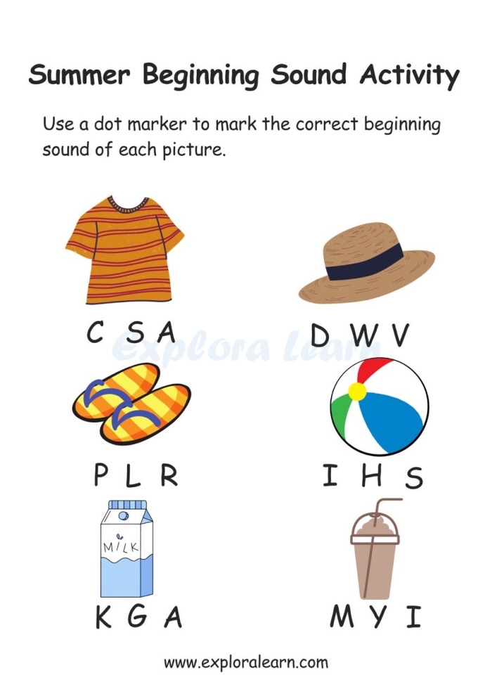 Kindergarten student circling pictures that start with the same sound in a phonics matching activity