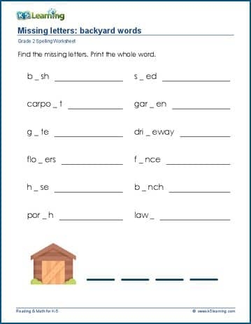 Find the Missing Letter worksheet designed for kindergarten reading practice