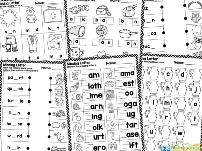 Phonics worksheet for kindergarten focusing on missing beginning letters in CVC words