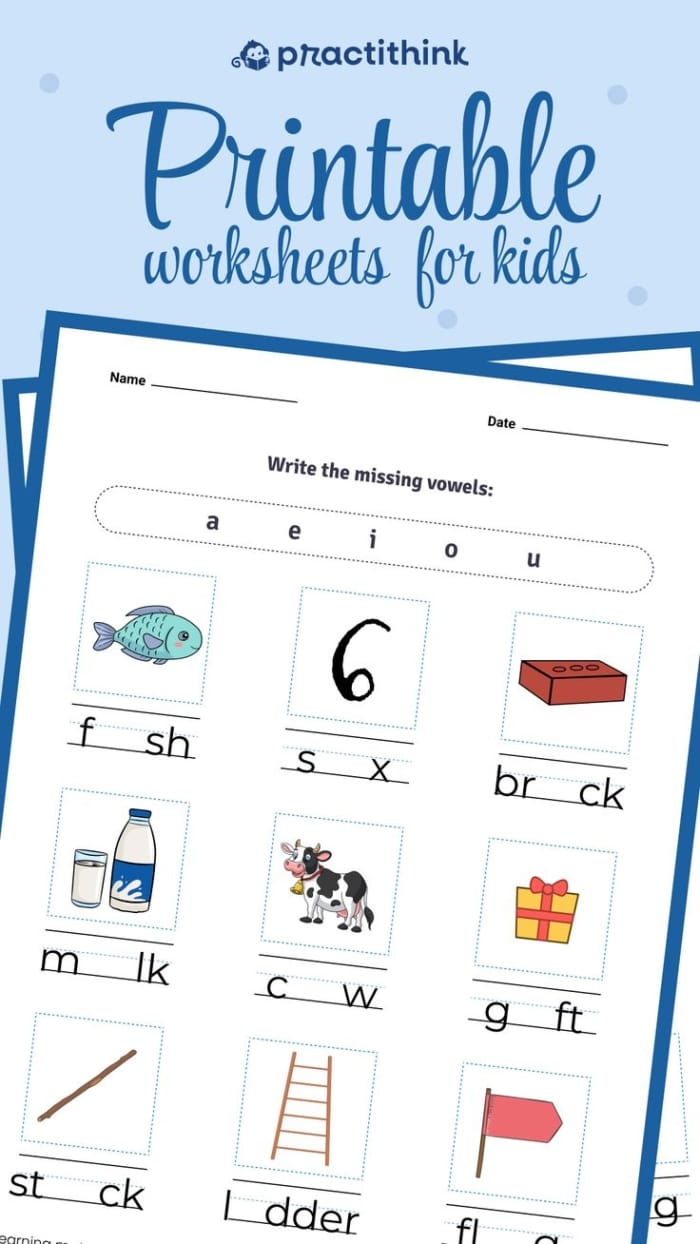 Worksheet for spelling short vowel words in kindergarten phonics