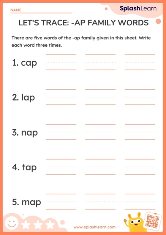Trace the Word Family -in Words worksheet image 19 for kindergarten rhyming practice Kindergarten student tracing words with the -in word family pattern including words like pin, tin, and win