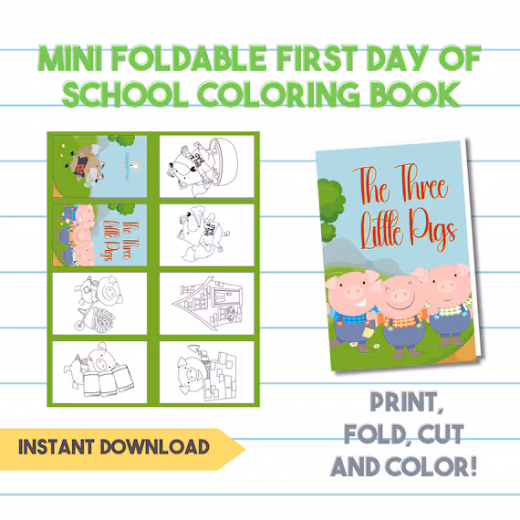 Colorful worksheet for creating a mini storybook about a pig for kindergarten phonics. Engaging printable resource for early readers focusing on a pig-themed story.