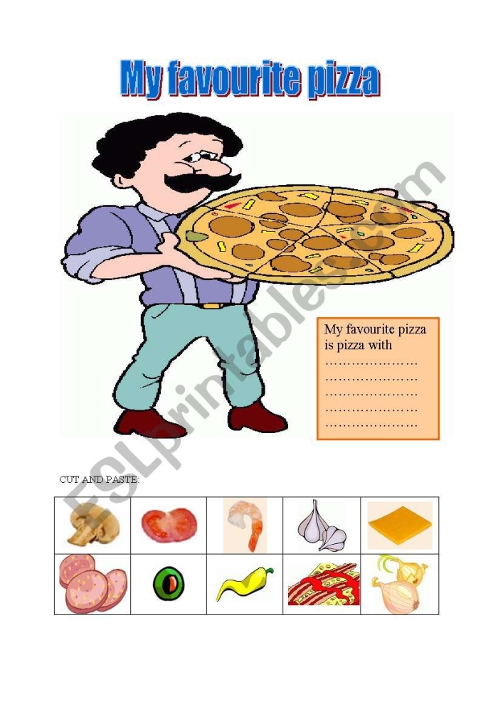 My Favorite Pizza worksheet for kindergarten subtraction activities A colorful worksheet for kindergarteners to express their favorite pizza choices through writing