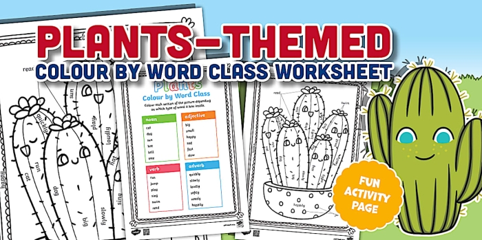 Engaging Plant Color by Word worksheet for early learners to enhance their vocabulary skills Color-by-word worksheet featuring plants designed for kindergarten students to practice sight words