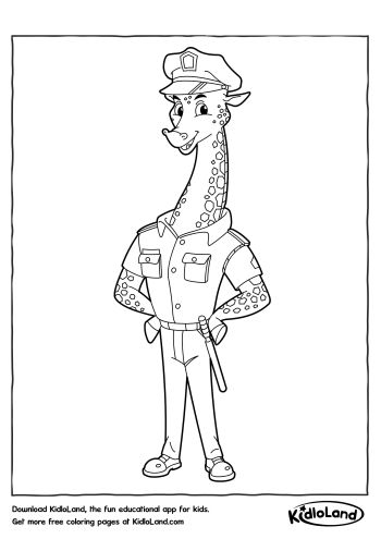Police officer coloring pages for kids featuring diverse characters