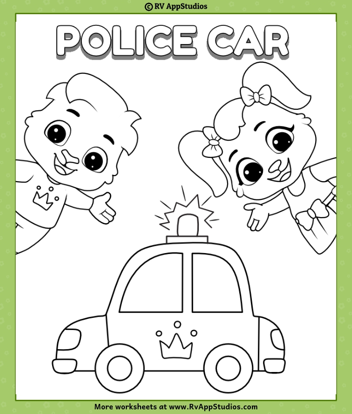 Coloring pages featuring male and female police officers for kids