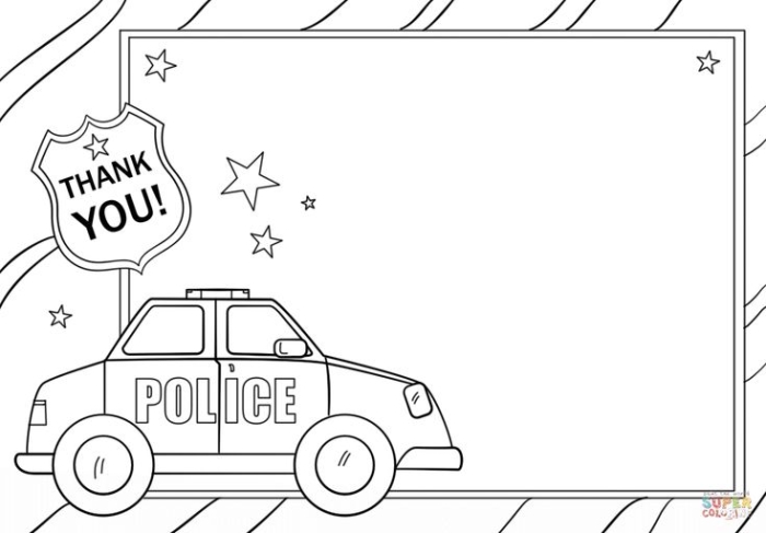 Kindergarten worksheet featuring a printable police officer coloring page for kids