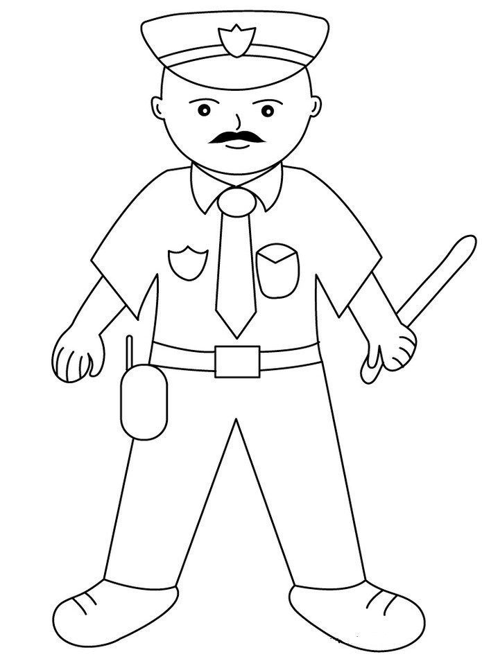 Coloring page featuring diverse police officers for kids to color