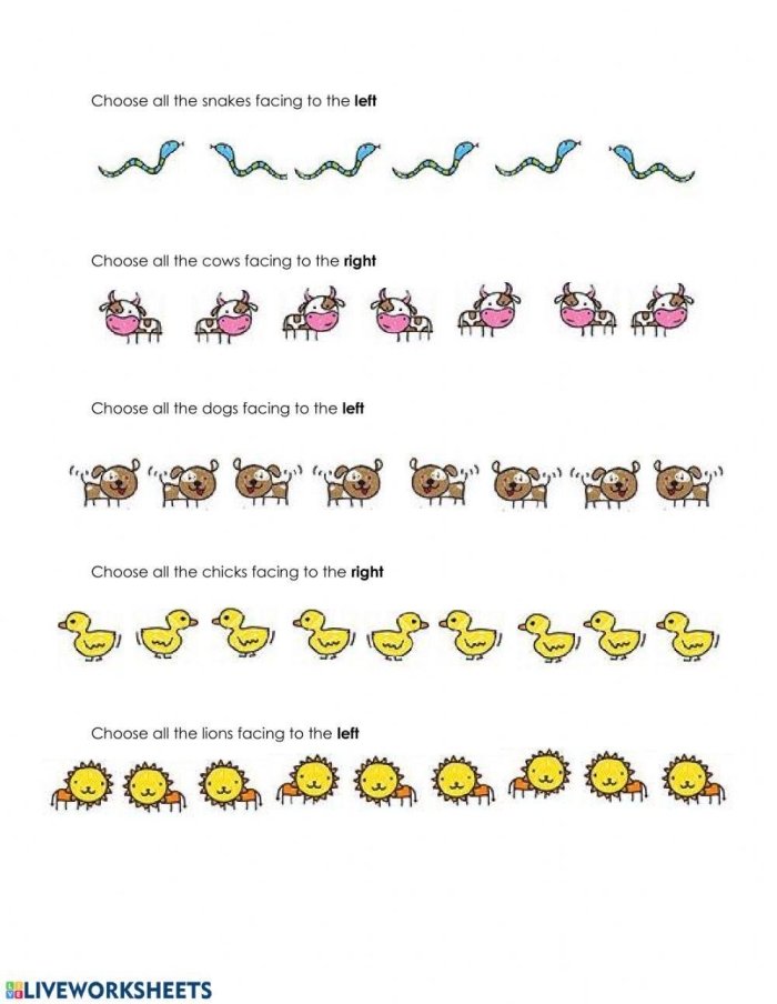 Kindergarten student cleaning a messy room while identifying position words on a worksheet