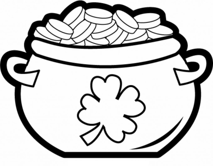 Kindergarten worksheet featuring a pot of gold at the end of a rainbow for St. Patrick's Day coloring activity 6