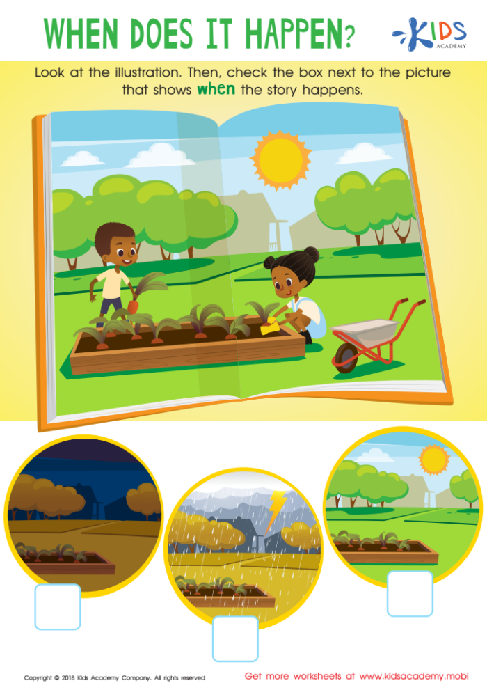 What Will Happen Next Astronaut Story Prediction Activity for Early Readers A kindergarten student predicting what happens next in an astronaut story with picture prompts and writing space