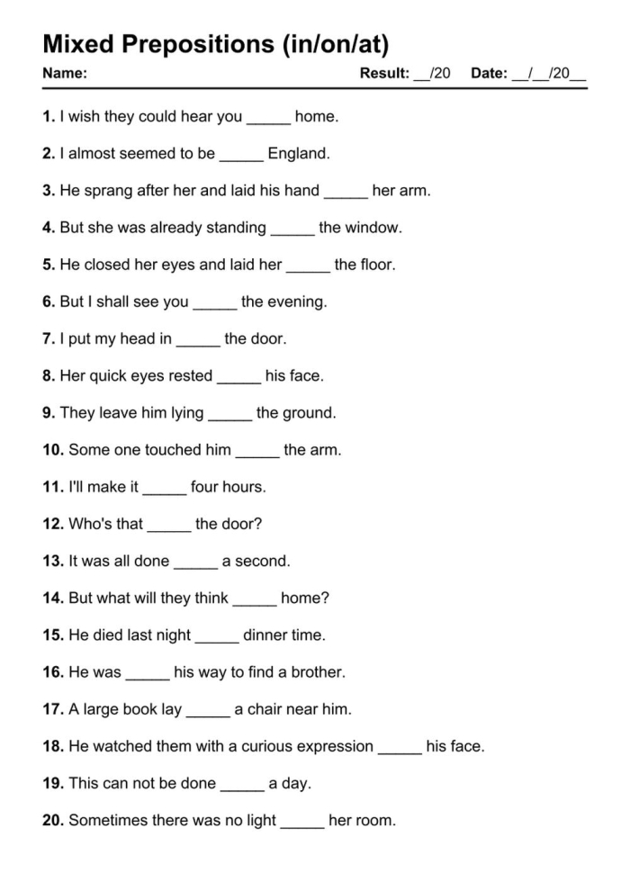Kindergarten worksheet focusing on preposition exercises themed around art and drawing time for lesson nine