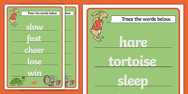 Kindergarten students using craft templates to create paper puppets for The Hare and the Tortoise story activity