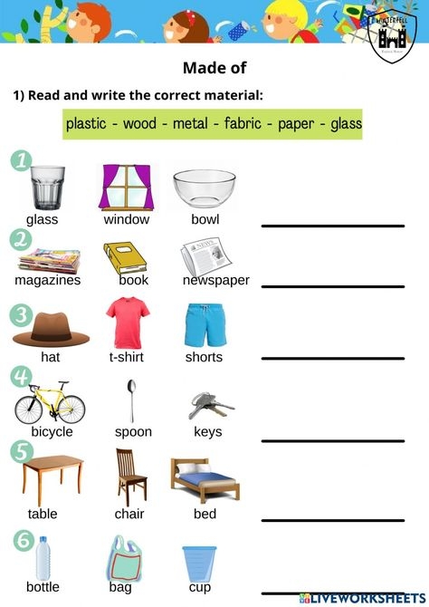 Kindergarten science worksheet featuring various objects to help students identify different pushes and pulls