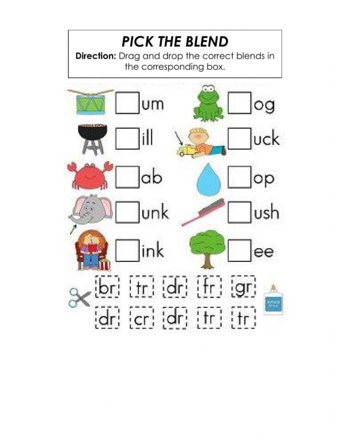 R Blends Beginning Sounds Worksheet for Kindergarten Grade 8 Kindergarten worksheet for students to practice identifying R consonant blends by naming word beginnings