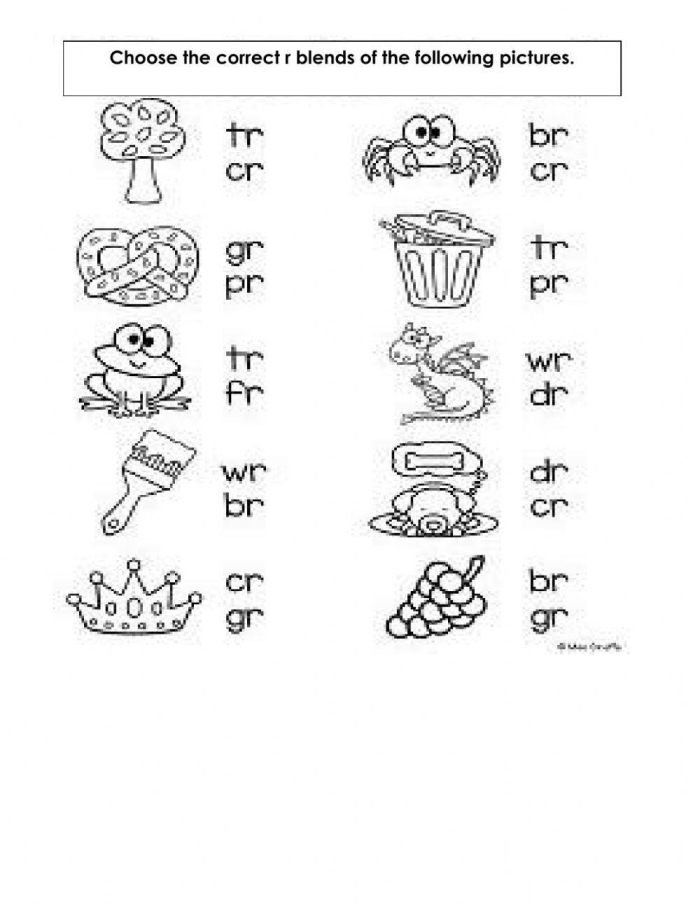 R Blends Beginning Sounds Worksheet for Kindergarteners 25 Kindergarten worksheet featuring pictures to practice identifying R blends for early literacy