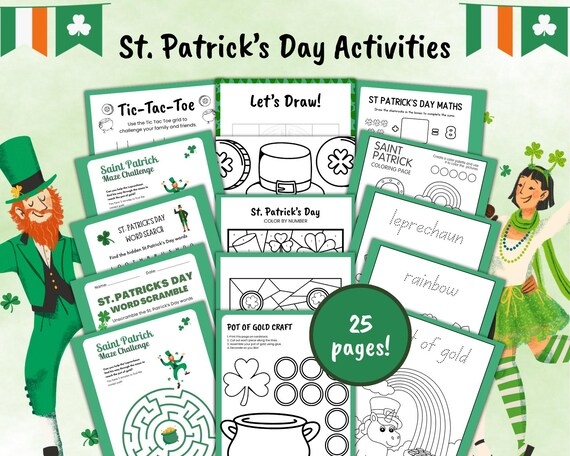 Kindergarten student solving a St. Patrick's Day rainbow maze worksheet activity twenty