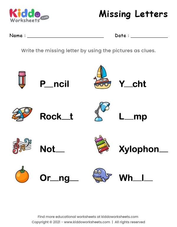 Find the Missing Letter worksheet designed for kindergarten students to enhance reading skills