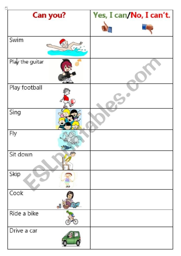 Colorful "I can!" worksheet for kindergarten students to enhance their reading and writing skills
