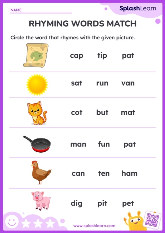Learning Rhyming Words Can Worksheet Activity 8 Kindergarten student coloring rhyming words activity sheet with can word family illustrations
