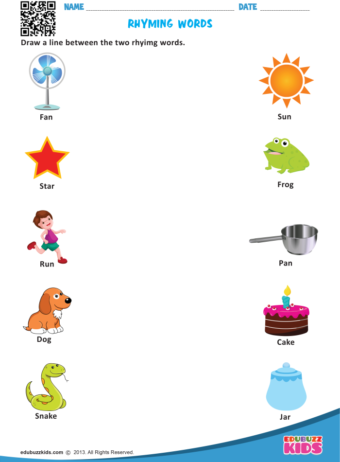 Learning Rhyming Words Can Worksheet Activity 25 Kindergarten student coloring rhyming word pictures with can rhyme family words
